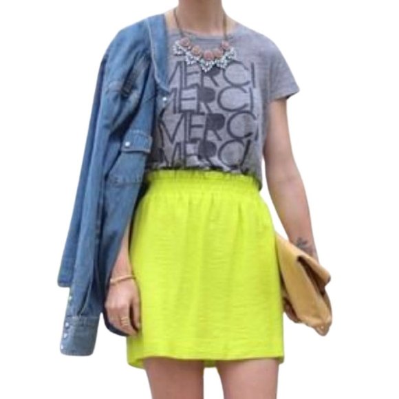 J. Crew Dresses & Skirts - J. Crew Neon Green City Mini Skirt NWT 6